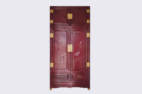 铁门关高端中式家居装修深红色纯实木衣柜